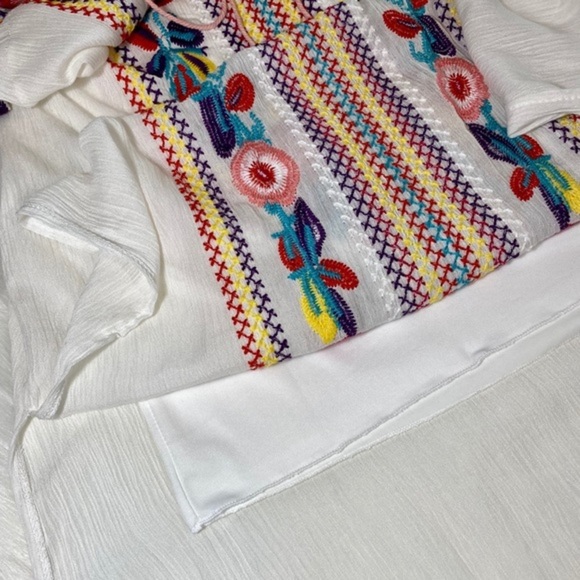 Floral Embroidered Dress Tassels Maxi Kaftan Linen Colorful Boho - Picture 9 of 14